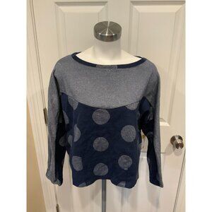 Postmark Anthropologie Blue Crew Neck Sweatshirt w/ Polka Dots, Size XL